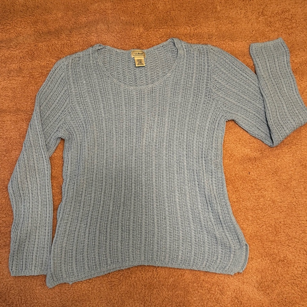 L.L. Bean Cottagecore Light Blue Crew Neck Sweater